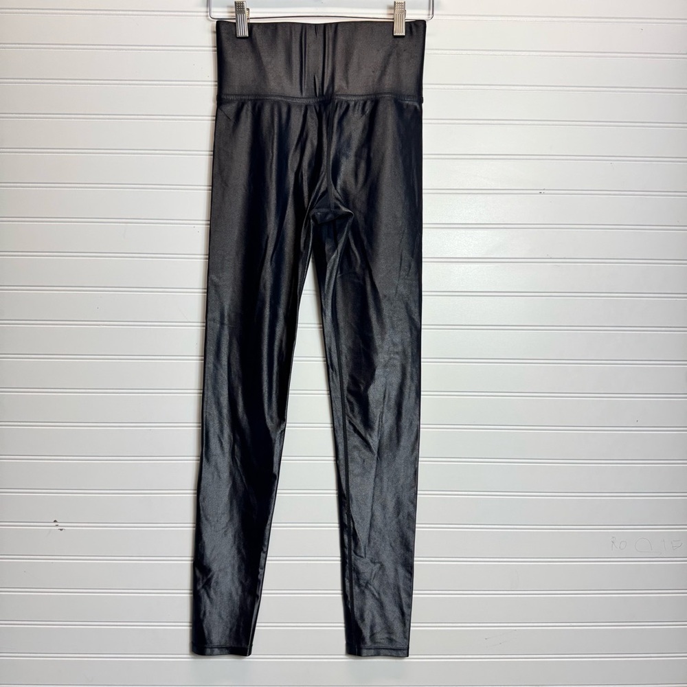 Carbon38 Takara Shine Leggings Womens S Black Gloss Crop High Waist Activewear - Picture 2 of 11